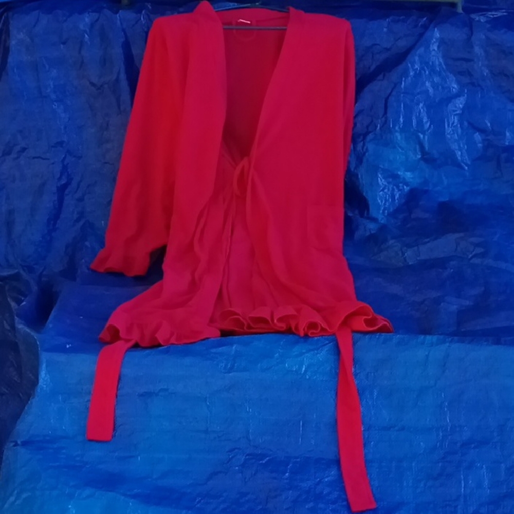 Vibrant Red Open-Front Robe